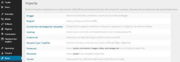 Importació a WordPress