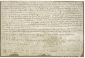 Document de la donació de Mollerussa a Arnau Berenguer d'Anglesola a Arnau Rufac en què apareix el nom "Muleruza"