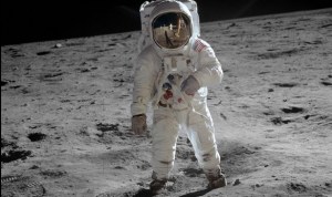 "Astronaut Buzz Aldrin on the moon", NASA