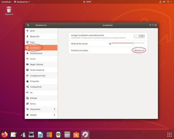 Eina Paràmetres de l'Ubuntu