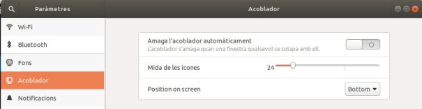 Posició barra acoblador Ubuntu