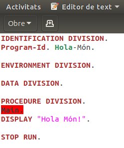 Programa Hola-Món en COBOL